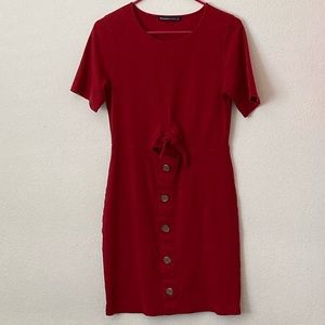Abercrombie and Fitch red dress w/ tie and buttons
